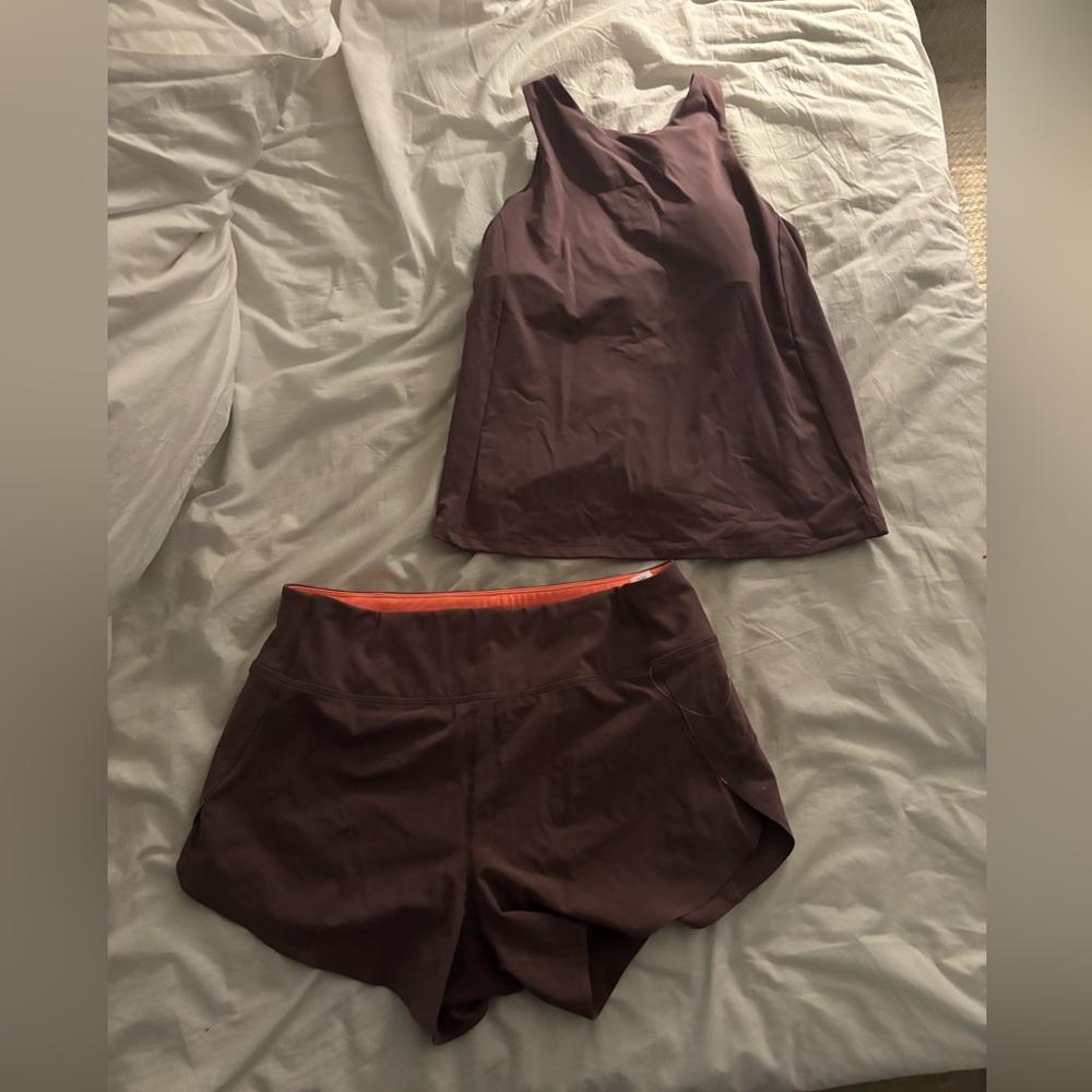 Athleta volcanic violet set size small shorts medium top